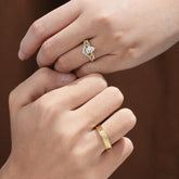 Nature-Inspired Pear-Cut Moissanite Couple's Engagement Ring Set